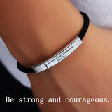 New Trendy Cross Bible Laser Engraving Letters Bracelet Personality Punk Stainless Steel Bracelet For Men Women Jewelry Gift daiiibabyyy