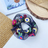 Fashion Flower Rubber Band Embroidery Flowers Scrunchies For Women Girls Hair Tie 1PCS Elastic Hair Bands Hair Accessories daiiibabyyy