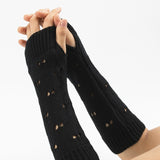 New Warmer Winter Women Gloves Stylish Hand Gloves Girl Arm Crochet Knitting Hollow Heart Mitten Warm Fingerless Gloves daiiibabyyy