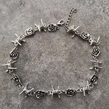 Hip hop Retro Antique Silver Color Thorns Rose Flowers Femme Chokers Necklace Punk Chain Jewelry For Women Statement Necklaces daiiibabyyy