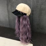 Female Short Hair Net Red Leather Navy Hat  Hot Selling Wig Hat One Detachable Autumn and Winter Full Headgear daiiibabyyy