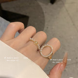 Hepburn Pearl O-shaped Gold Open Rings Vintage High Sense Flower Rings Fashion Set Accessories Luxury Jewelry For Woman in 2021 daiiibabyyy