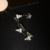 Daiiibabyyy Fashion Elegant Hollow Butterfly Ear Bone Clip for Women Non Piercing Shiny Zircon Ear Cuff Clips Earrings Wedding Party Jewelry