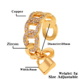 Women's Jewelry Geometric Creative Personality Cuban Chain Link Lock Design Accessories Opening Adjustable Friend Party Gift daiiibabyyy