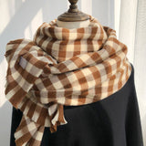 Women 100% Cashmere Scarf Classic Plaid Luxury Brand Woman Scarf Winter Literary Style Women Long Shawl 70X200 CM Adult daiiibabyyy