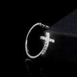 Trend Silver Color Alloy Rhinestone Cross Ring Geometric Heart Adjustable Open Rings For Women Fashion Jewelry Gift Dropshipping daiiibabyyy