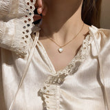 Fine 14K Real Gold Opal Heart Pendant Chain Necklace for Women AAA Zircon Choker Stainless Steel jewelry Wedding Christmas Gift daiiibabyyy