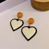 HUANZHI 2022 S925 Vintage Colorful Paint Glaze Heart Stud Earrings Geometry Metal for Women Girls Party Travel Jewerly Gifts daiiibabyyy