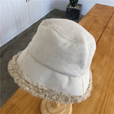 Winter Women Bucket Hat Wool Fleece Fisherman Caps  Suede Artificial Fur Thick Warm Plush Female Cap Sunscreen Panama Cap daiiibabyyy