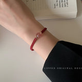 Daiiibabyyy Korean Fashion Strawberry Crystal Bracelet For Women Handwoven Red Bracelets For Girls Stone Jewelry  Friendship Couple Gift