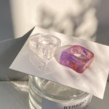 2022 New Colorful Transparent Acrylic Irregular Chain Rings Geometric Square Round Rings Set For Women Daily Wear Jewelry daiiibabyyy