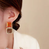Daiiibabyyy Statement Vintage Fashion Designers Earrings For Women Korean Style Personality Square Geometric Pendientes Wholesale