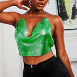 Lacteo Sexy Shiny Rhinestone Bikini Body Chain Jewelry for Women Deep V Crop Top Alloy Underwear Belly Chain Cage Chest Bra Gift daiiibabyyy