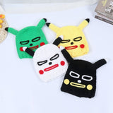Unisex Pikachu Funny Hat Balaclava Wool Knit Hat Party Cosplay Funny Beanie Skull Hat Women and Men Handmade Cartoon Hat daiiibabyyy