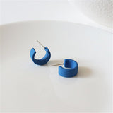 HUANZHI 2021 New S925 Blue Vintage Paint Geometric Irregular Folds Stud Earrings for Women Girls Travel Jewelry Gifts daiiibabyyy