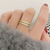 2021 New Arrive Exquisite 14K Real Gold Plated Double Layers Ring for Women AAA Cubic Bling Zircon CZ Luxurious Bijoux Anillos daiiibabyyy
