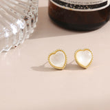 French Vintage Metal Matte Colorful Heart Stud Earrings 2022 Trend For Women Winter Simple Fashion Boucle d'oreille Ear Jewelry daiiibabyyy