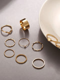 Ins Punk Metal Geometric Round Punk Ring Set Open Index Finger Accessories Buckle Joint Tail Ring Ladies Jewelry Gifts daiiibabyyy