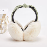 Women Imitation Rabbit Fur Warm Earmuffs Winter Two-color Hairband Ear Cover Outdoor Foldable Kawaii Girls Soft Plush Ear Muffs daiiibabyyy