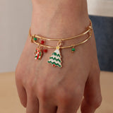 New Trendy Christmas Gift Socks Xmas Tree Snowflake Pendant Charm Double Layer Christmas Bracelet For Women Girl Fashion Jewelry daiiibabyyy