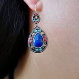 Gorgeous Silver Women Earrings Inlaid Natural Stone Bohemia Drop Earrings for Women Bridal Engagement Wedding Jewelry Gift daiiibabyyy