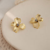 Fashion Matt Metal Flower Stud Earrings Cold Wind Temperament Simple Trendy Statement Earrings for Girls Gift Jewelry daiiibabyyy