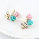 New Trendy Cute Sweet Crystal Flower Stud Earrings for Women Girl Charm Elegant Pearl Flower Birds Earring Wedding Party Jewelry daiiibabyyy