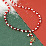 New Fashion Kpop Pearl Choker Necklace Christmas Tree Snowman Bells Snowflake Pendant Necklace For Women Jewelry Girl Party Gift daiiibabyyy