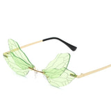 Daiiibabyyy Gradient Rimless Sunglasses Women Girls Dragonfly Wings Punk Frameless Gradient Clear Len Glasses Street Double Layer Eyewear