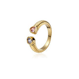 Daiiibabyyy New Ins Vintage Style Flower Chic Women Zircon Open Ring Trend Simple Retro Lovely Metal Floral Adjust Ring Fashion Jewelry Gift