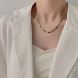 2022 New Arrival Small Cube Square Clavicle Chain Silver Color Necklace For Women Choker Bracelet Fashion Jewelry Wholesale daiiibabyyy