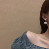 Autumn Winter Christmas Ear Jewelry Cute Lattice Cloth Khaki Hairball Statement Drop Earrings For Women Korean Party Earrings daiiibabyyy