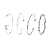 4Pcs New Heavy Metal Bracelets for Women Set Fashion Cartier Bracelet Diamond Heart Stars Bangles Bracelet Fashion Jewelry 2022 daiiibabyyy
