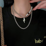 Hip Hop Trend Street Shot New Goth Lightning Pendant double hollow-out Necklace unusual gift accessory for Women 2022 Girls daiiibabyyy