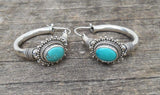 New Trendy Silver Color Women's Earrings Green Stone Hoop Drop Earrings for Women Bohemia Earrings Engagement Party Jewelry daiiibabyyy