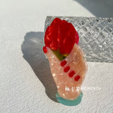 New Design French Acetic Daisy Tulip Sunflower Rose Lips Face Hair Clip Claws Palm Flower Hairpin for Women Hair Accessories daiiibabyyy