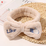 New Women Hair Accessories Fashion Letter Coral Fleece Wash Face Bow Hairbands For Women Girls Elastic Soft Turban Headbands daiiibabyyy