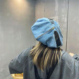 Daiiibabyyy Oversized Fashionable Beret Women European And American Retro Wild Cowboy Stitching Street Cloud Hat