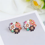 New Trendy Cute Sweet Crystal Flower Stud Earrings for Women Girl Charm Elegant Pearl Flower Birds Earring Wedding Party Jewelry