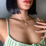 17KM Vintage Pearl Necklace For Women Retro Red Crystal Heart Pendant Pearl Choker Necklaces Gifts Jewelry daiiibabyyy
