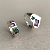 2021 New Korean Chic Crystal Inlay Heart Vintage Exaggerate Rings For Women Girls Fashion Party Jewelry Geometric Statement Ring daiiibabyyy