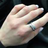 Personality Fashion Silver Color Hug Couple Opening Adjustable Ring Retro Geometric Metal Party Ring Engagement Women Jewelry daiiibabyyy