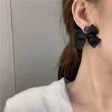 Earrings for Women Black Retro Bow Earrings Fashion Student Style Lightweight Earrings Jewelry Accessories Wholesale daiiibabyyy