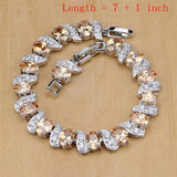 Silver 925 Bridal Jewelry Champagne Zircon Jewelry Sets For Women Earrings/Pendant/Necklace/Rings/Bracelet daiiibabyyy