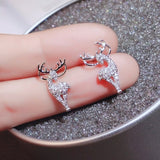 2021 New Fashion Cute Christmas Elk Stud Earrings for Women Temperament Crystal Deer Earrings Girls New Year Party Jewelry Gifts daiiibabyyy