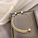 Ins Hot Bowknot Opal Shiny Bracelets for Female Bangles Adjustable Flower Round Coin Rhinestone Pearl Jewelry Accessories daiiibabyyy