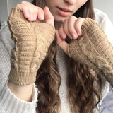 Women Half Finger Knitting Gloves for Woman Winter Soft Warm Knitting Arm Work Glove Soft Warm Mittens Fingerless Girl Gloves daiiibabyyy