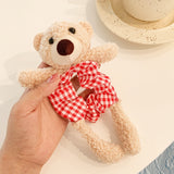Daiiibabyyy Korean Cute Lamb Velvet Bunny Hair Ties for Women Cartoon Plaid Head Rope Girl Cute Women Ponytail Hair Ties Elastic Band