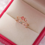 New Fashion Crystal Flower Branch Leaf Adjustable Finger Rings for Women Rose Gold Zircon Open Ring Glamour Wedding Jewelry Gift daiiibabyyy