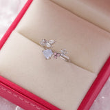 New Fashion Crystal Flower Branch Leaf Adjustable Finger Rings for Women Rose Gold Zircon Open Ring Glamour Wedding Jewelry Gift daiiibabyyy